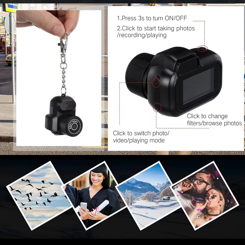 Mini Keychain Digital Camera for Kids Y3000 with TF Card Support and Display Microcamcorder