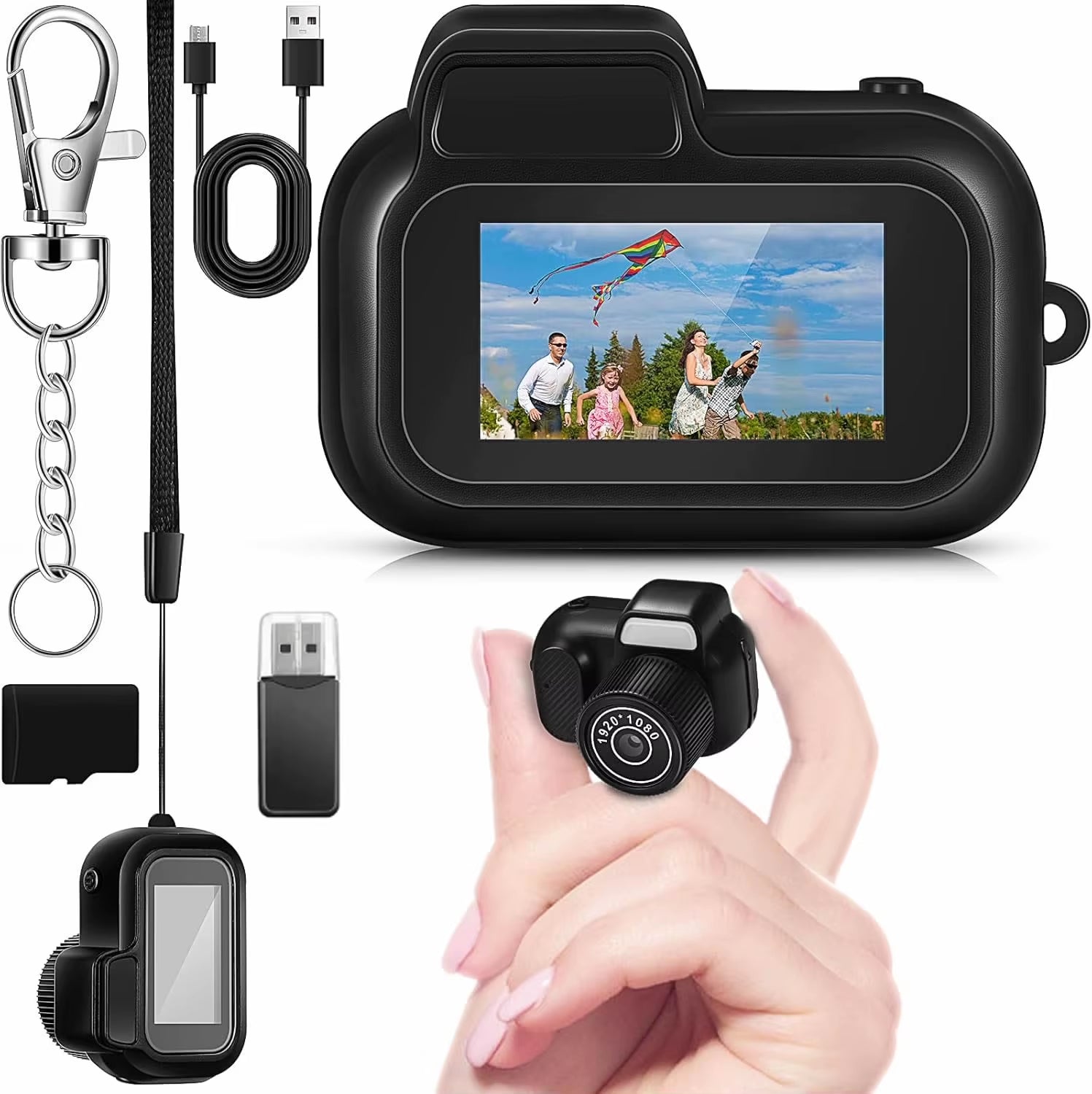 Mini Keychain Digital Camera for Kids Y3000 with TF Card Support and Display Microcamcorder